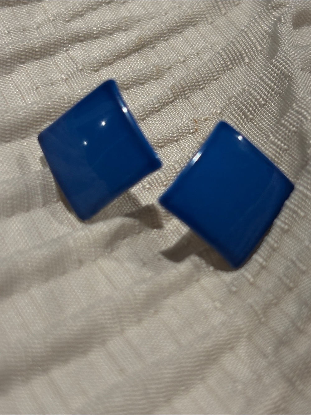 Vintage 1980s Painted Metal Women’s Deep Blue Square Cufflinks